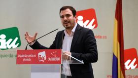 Alberto Garzón, coordinador de IU,  durante la presentación del informe de coyuntura política tras la reunión de la Coordinadora Federal del partido.