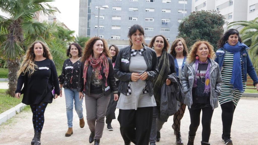 Teresa Rodríguez, líder de Adelante Andalucía, en su mitin feminista de Cádiz.