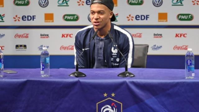 Kylian Mbappé, en rueda de prensa con la selección francesa. Foto: fff.fr