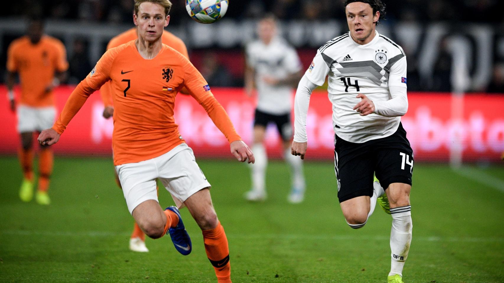 Frenkie De Jong durante el partido frente a la selección alemana