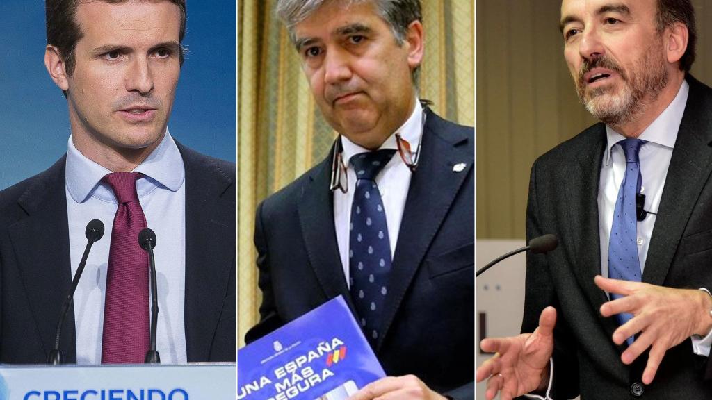 Pablo Casado, Ignacio Cosidó y el juez Manuel Marchena, candidato a presidir el CGPJ.