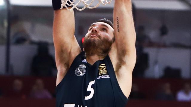 Rudy Fernández, en el encuentro ante Olympiacos