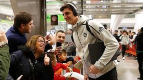 Courtois en la llegada a Bilbao