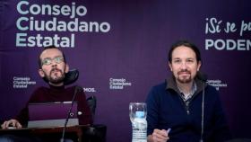 Pablo Echenique y Pablo Iglesias en el Consejo Ciudadano de Podemos.