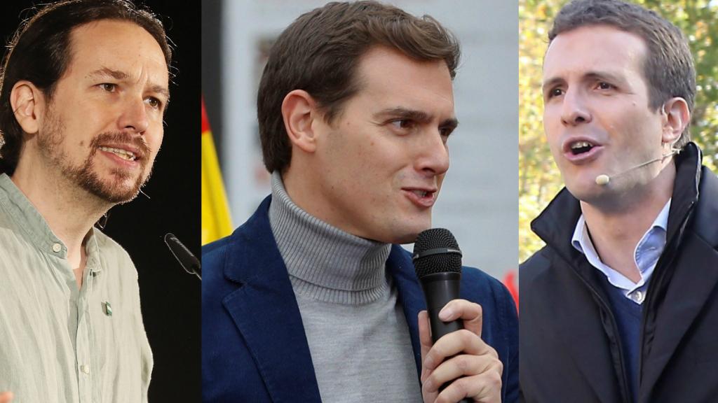 Pablo Iglesias, Albert Rivera y Pablo Casado.