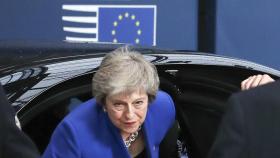 Theresa May, primera ministra de Reino Unido, a su llegada a la cumbre de Bruselas.