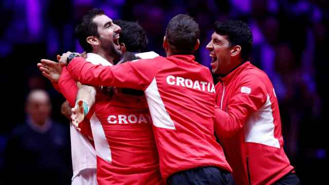 La selección croata celebrando el título