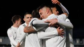 Los jugadores del Castilla celebran un gol en el Alfredo Di Stéfano