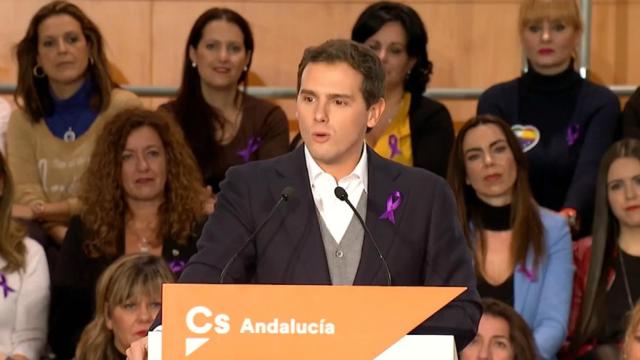 Albert Rivera durante el mitin de Ciudadanos en Málaga.