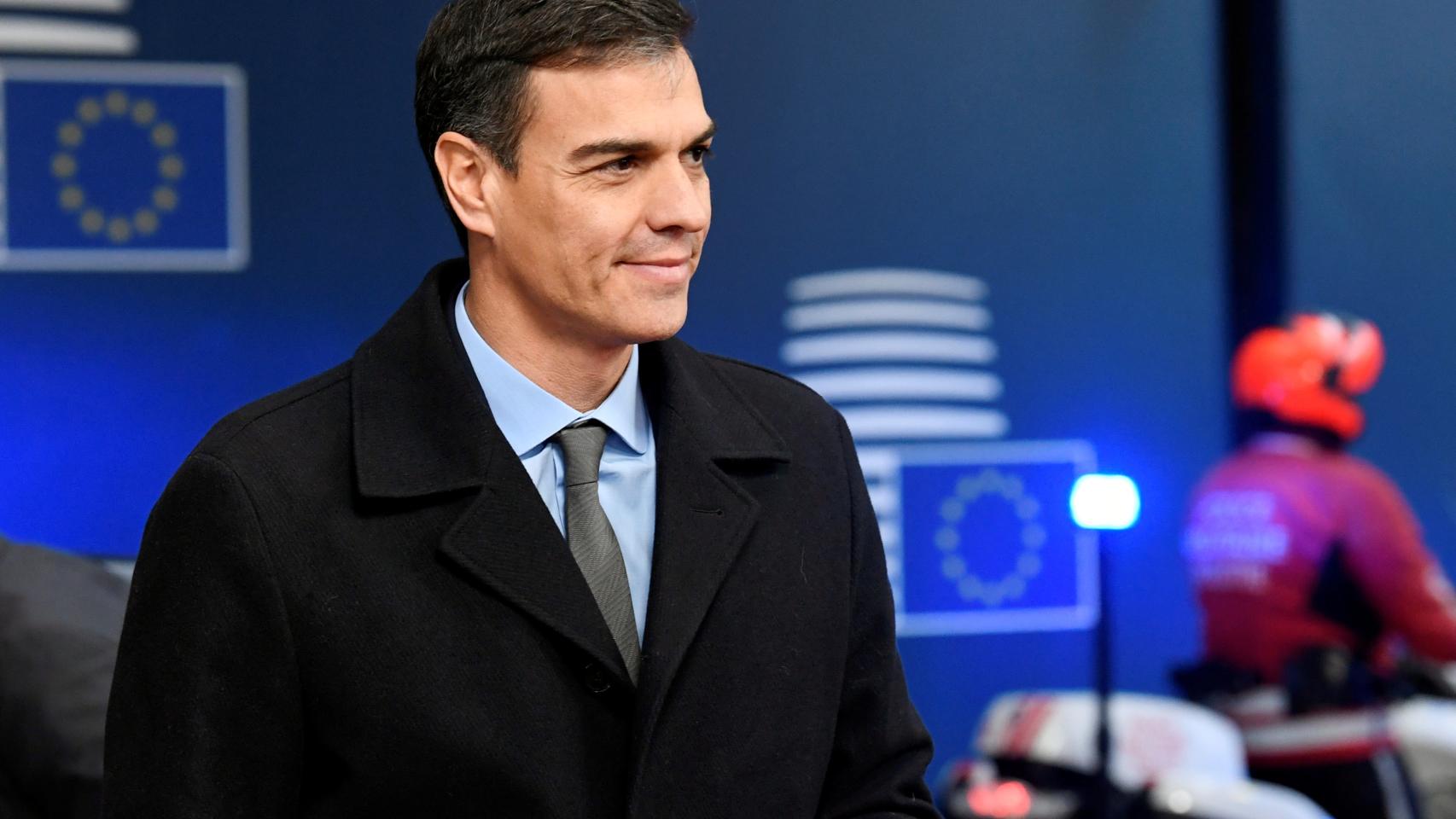 El presidente Pedro Sánchez, a su llegada a la cumbre del 'brexit'