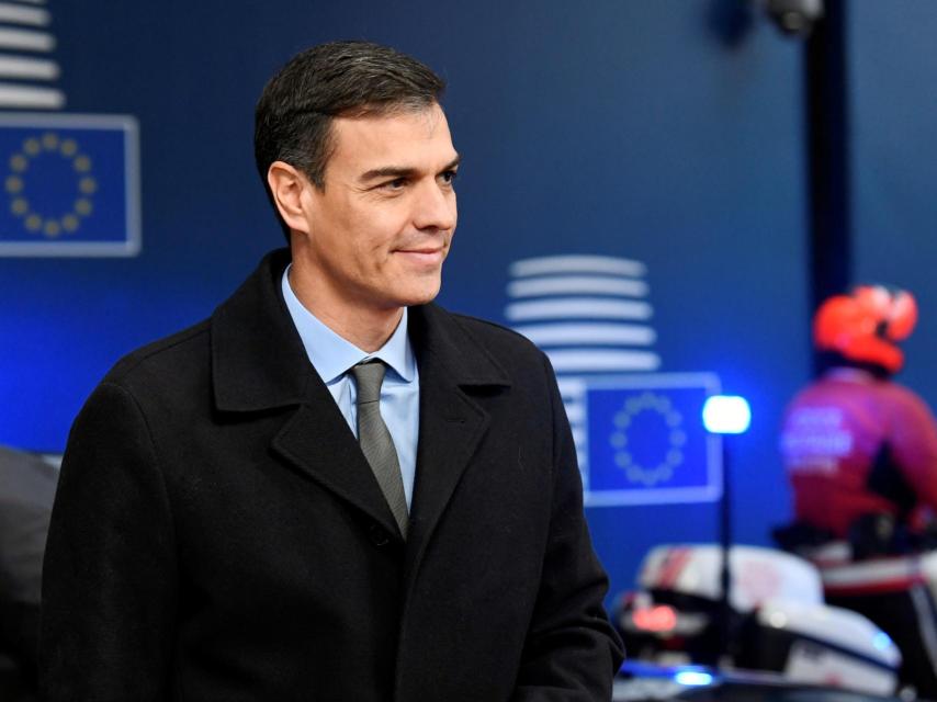 El presidente Pedro Sánchez, a su llegada a la cumbre del 'brexit'