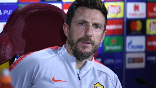 Di Francesco en rueda de prensa con la Roma