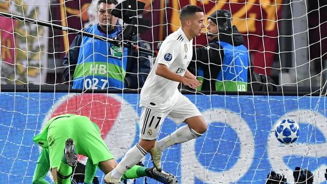 Lucas Vazquez celebra tras anotar el 2-0 ante la Roma