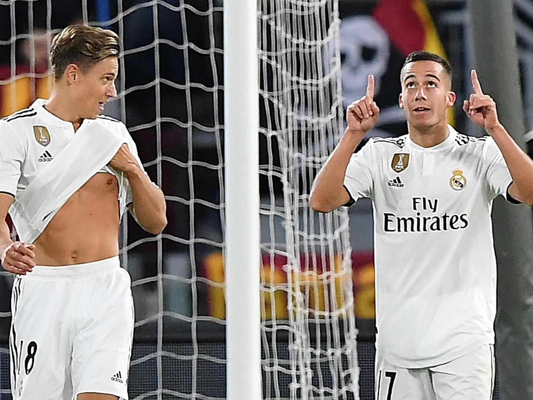 Lucas Vazquez celebra tras anotar el 2-0 ante la Roma