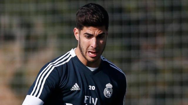 Asensio, en un entrenamiento del Real Madrid