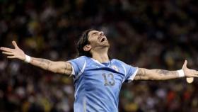 Loco Abreu con Uruguay