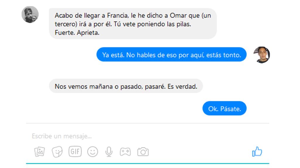 Reconstrucción de la conversación vía chat entre los terroristas