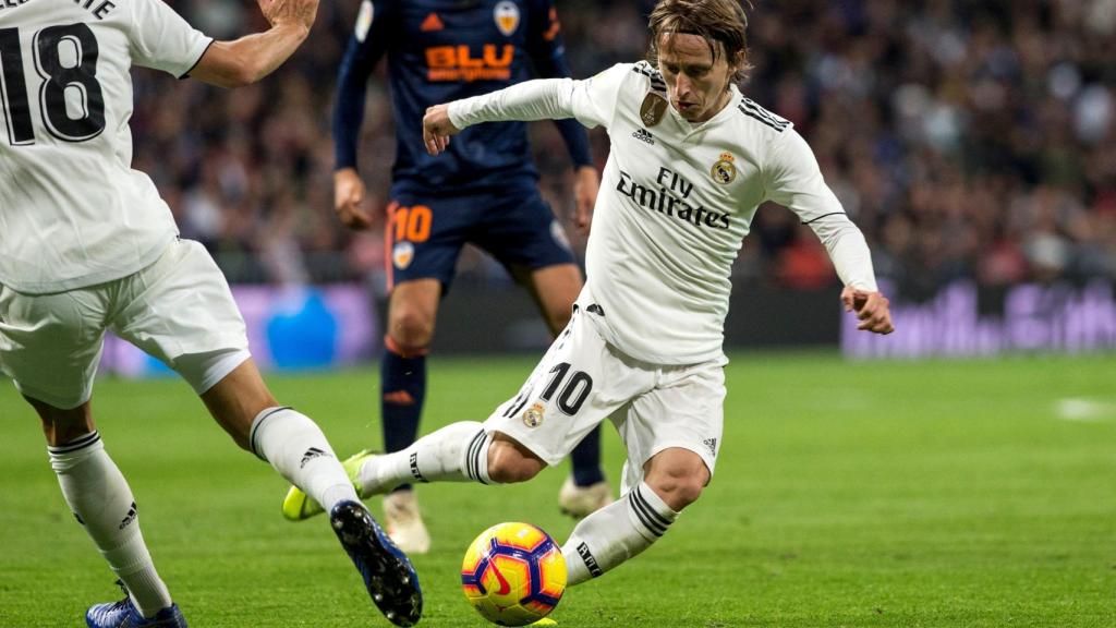 Modric, en el encuentro ante el Valencia.