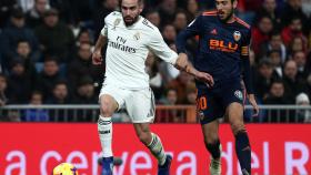 Carvajal y Parejo, durante el Real Madrid - Valencia de La Liga