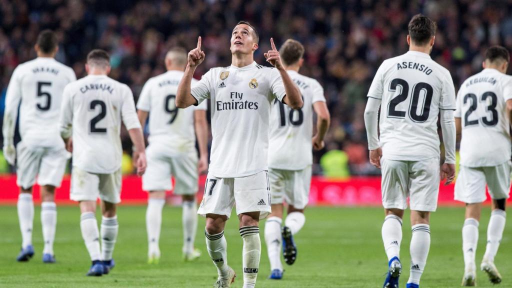 Lucas celebra su gol al Valencia