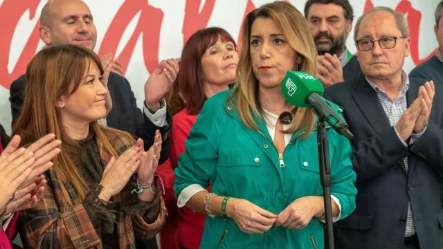 Susana Díaz, en Sevilla tras conocer los resultados de las elecciones.