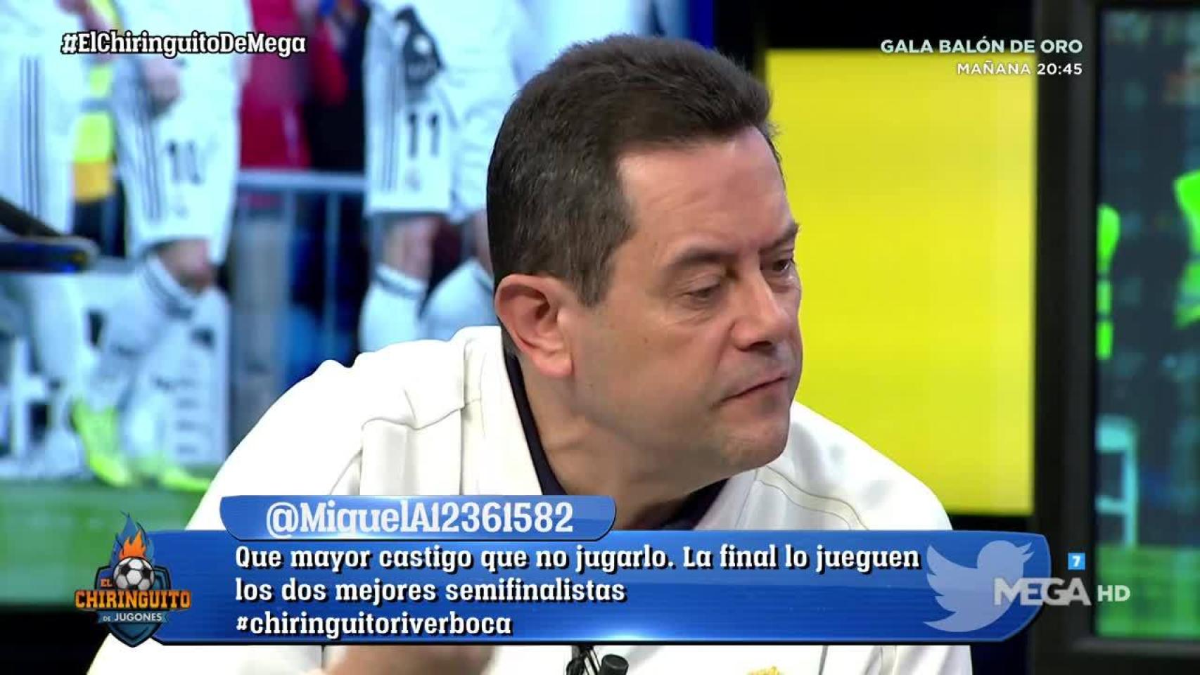 Roncero, en El Chiringuito. Foto: Twitter (@elchiringuitotv)