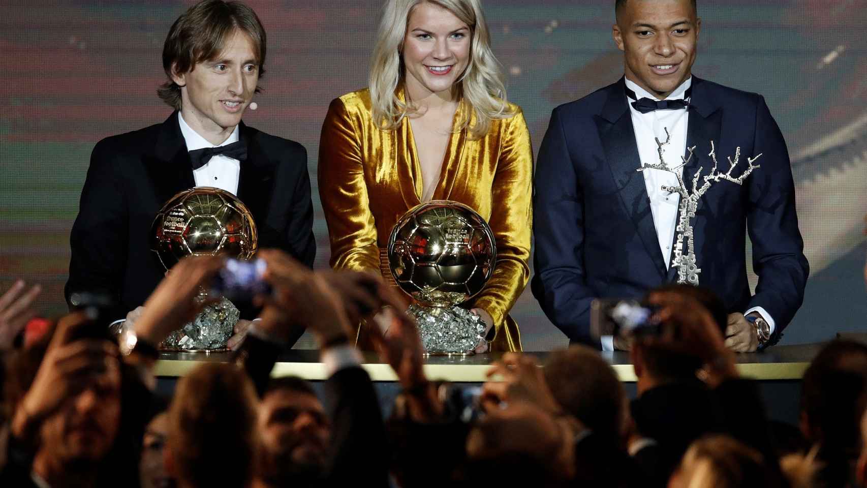 Luka Modric, Ada Hegerberg y Kylian Mbappé