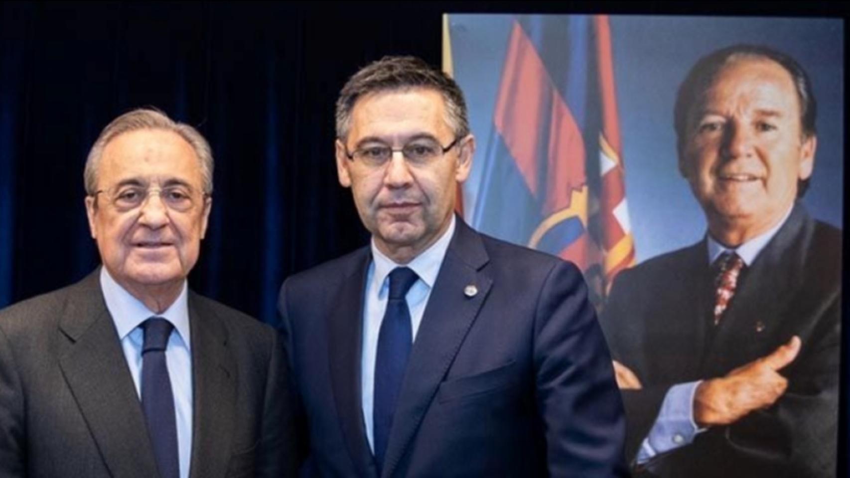 Florentino Pérez y Bartomeu, en el memorial dedicado a Núñez