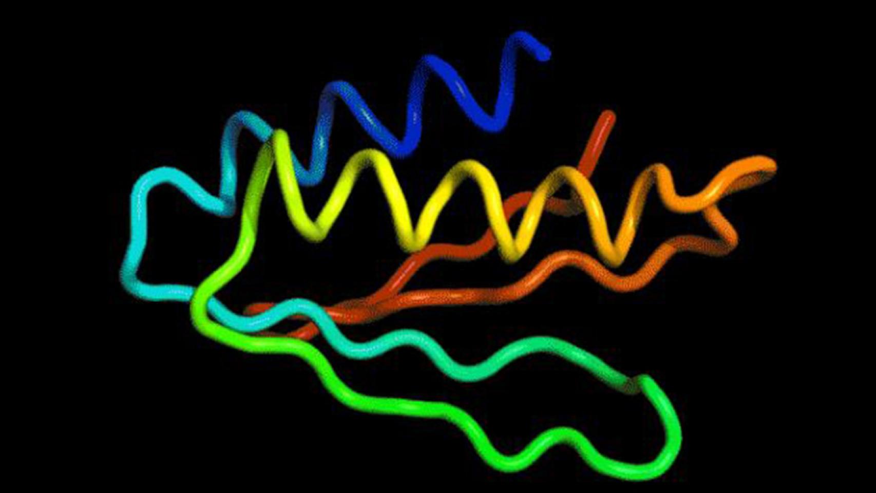 Recreación de los pliegue de la estructura 3D de una proteína.