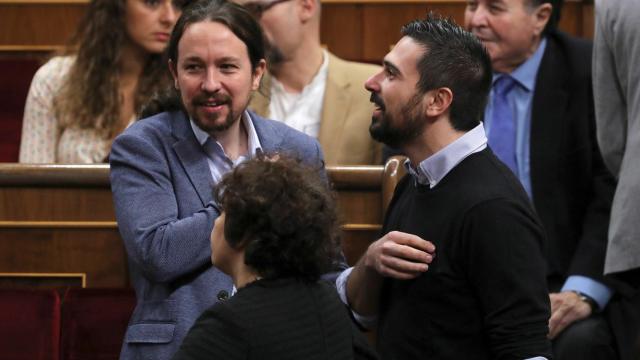 Pablo Iglesias durante los actos en el Congreso por el 40 aniversario de la Constitución.