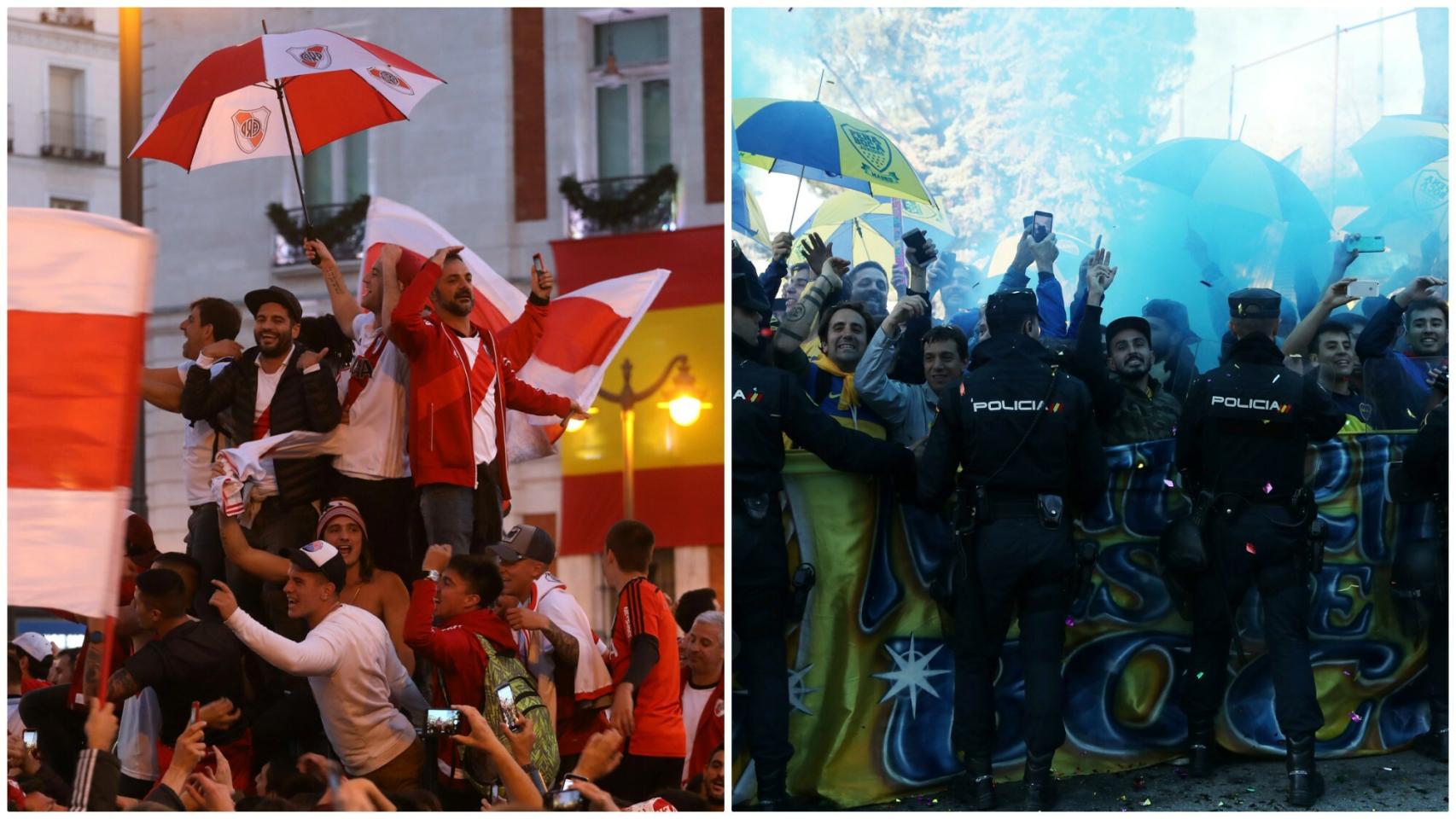 Los aficionados de River Plate y Boca Juniors toman Madrid