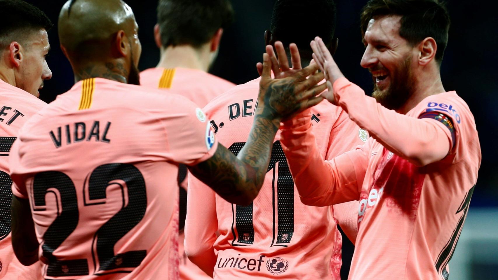 Messi celebra uno de sus goles.