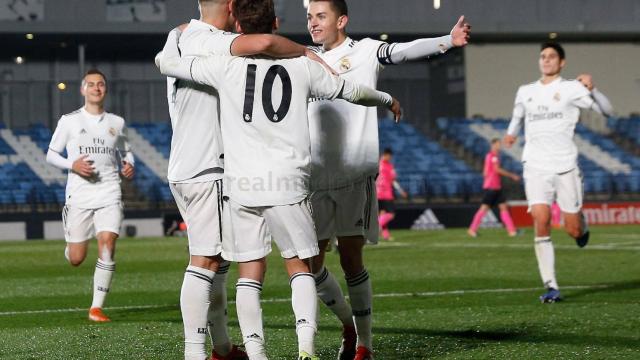 El Castilla celebra un gol esta temporada