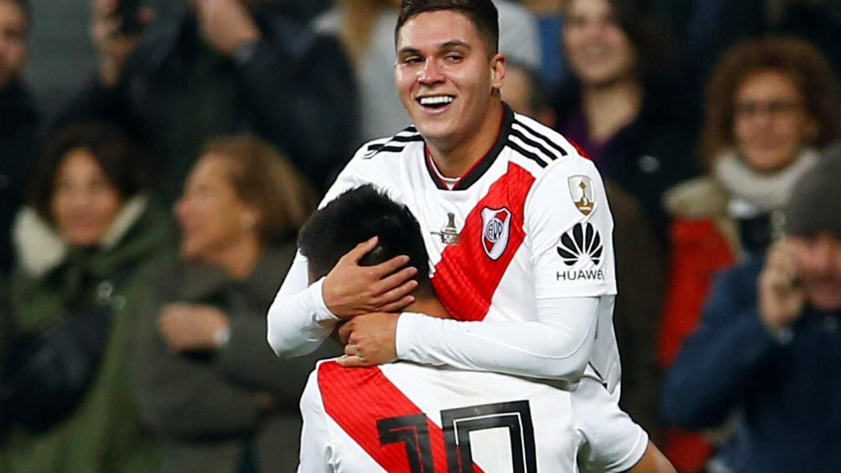 Juan Quintero celebra el 2-1 ante Boca Juniors.