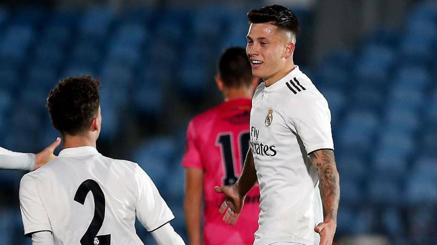 Jugadores del Castilla celebrando un gol