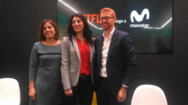 María Jesús Almazor (Telefónica), María Ferreras (Netflix), Sergio Oslé (Movistar +).