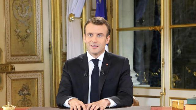 Macron durante las declaraciones al país.