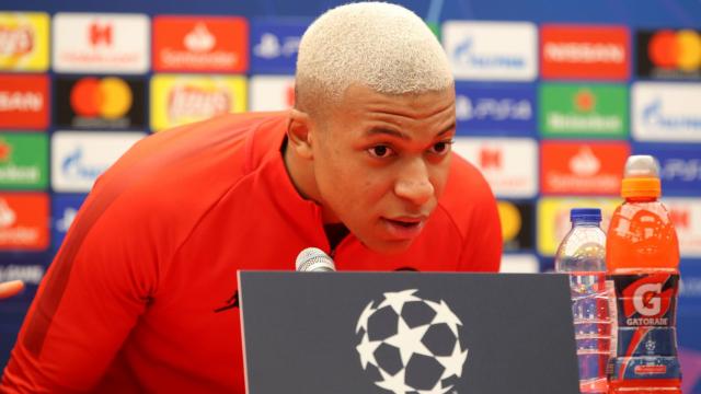 Kylian Mbappé en la rueda de prensa