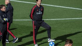 Solari en el entrenamiento del equipo en Valdebebas