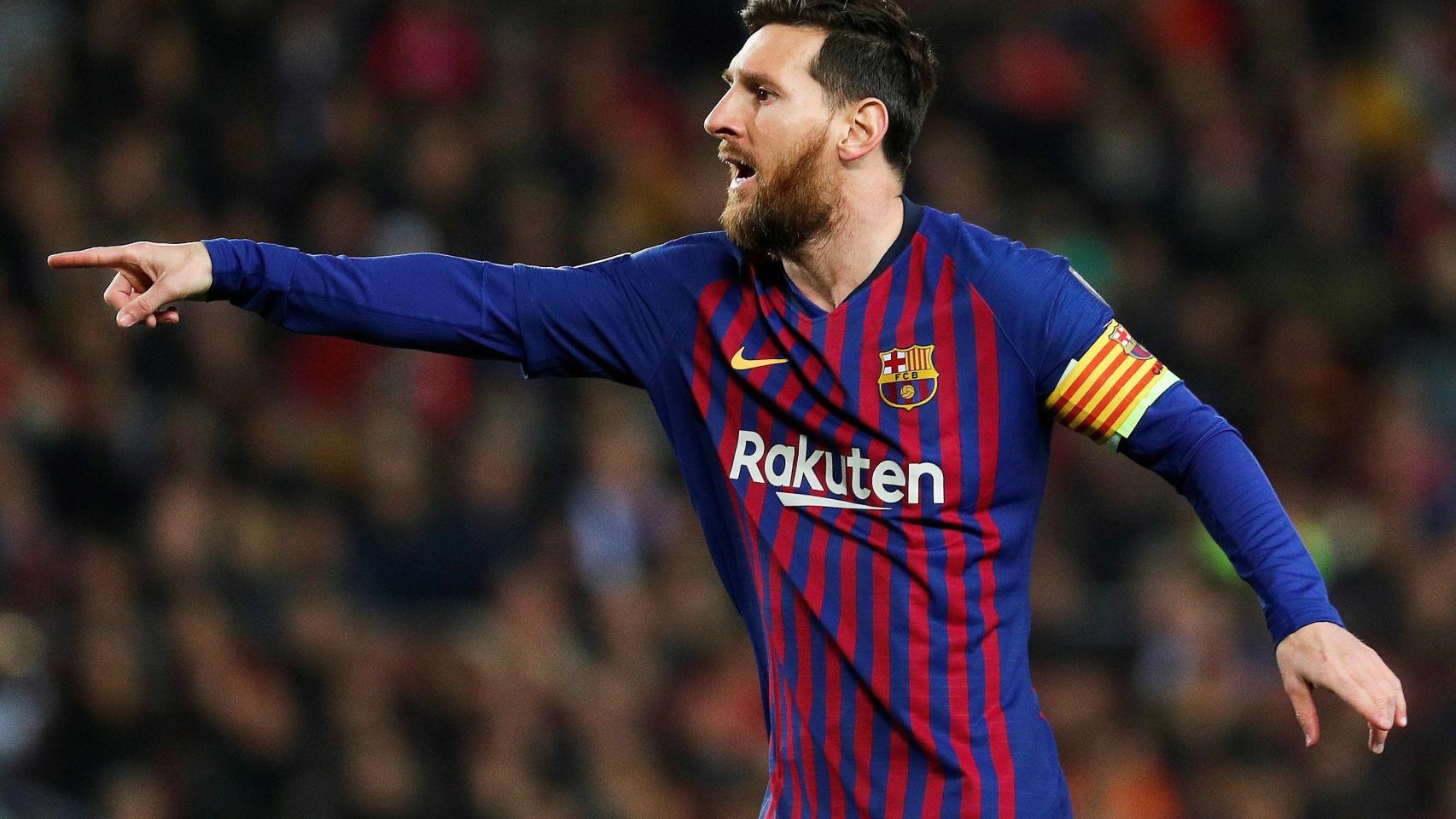 Messi en un partido con el Barcelona