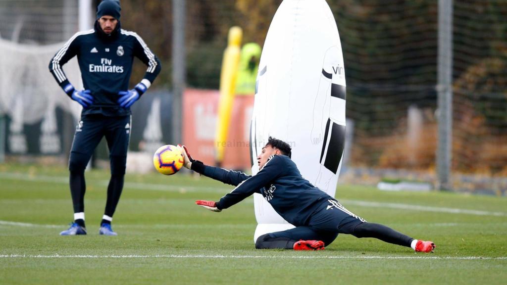 Keylor Navas y Kiko Casilla durante un entrenamiento