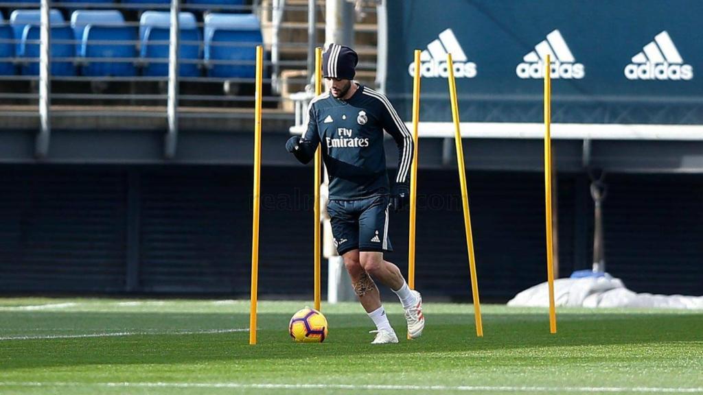 Nacho durante el entrenamiento