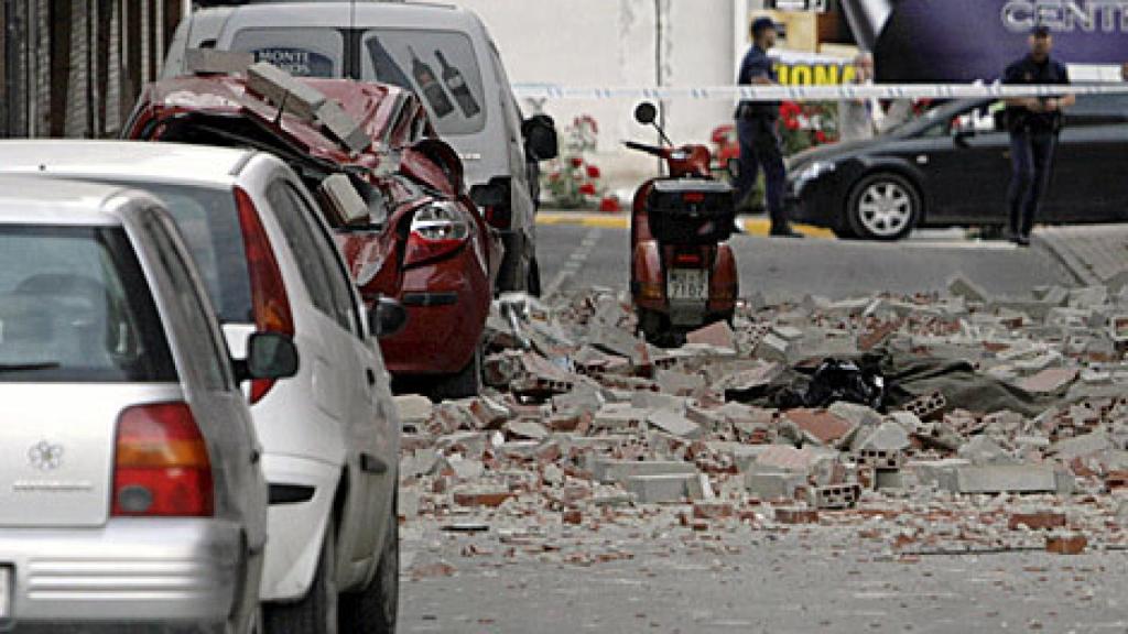 Desprendimiento en Lorca durante el terremoto en mayo de 2011.