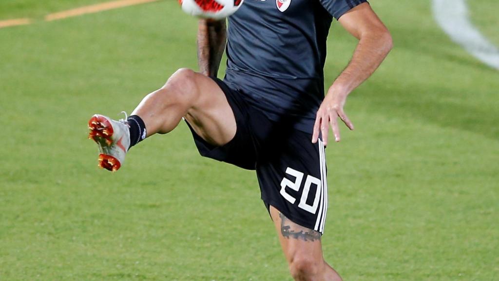 Milton Casco en el entrenamiento del River Plate