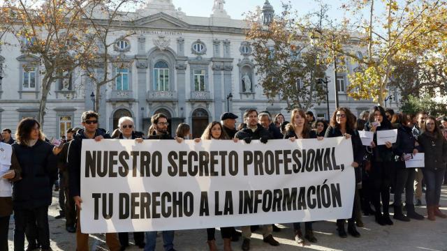 Manifestación de periodistas frente al Tribunal Supremo.