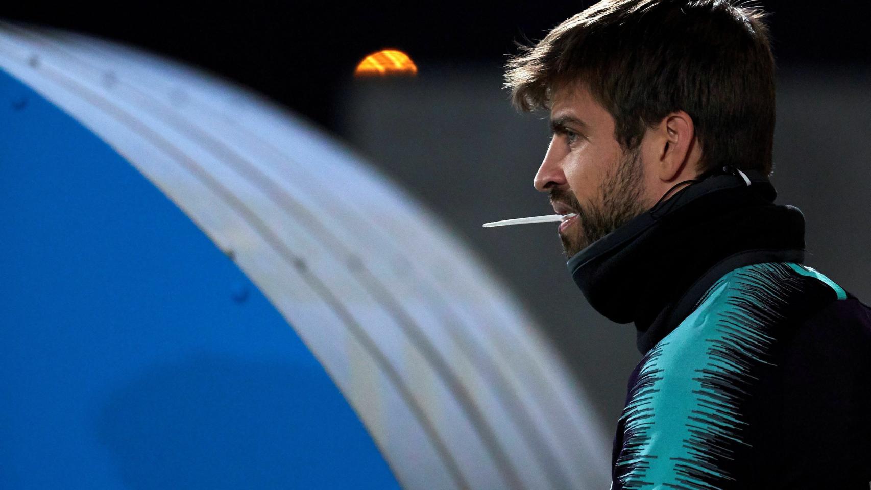 Gerard Piqué, en un entrenamiento del FC Barcelona