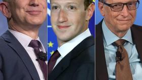Jeff Bezos, Mark Zuckerberg y Bill Gates.