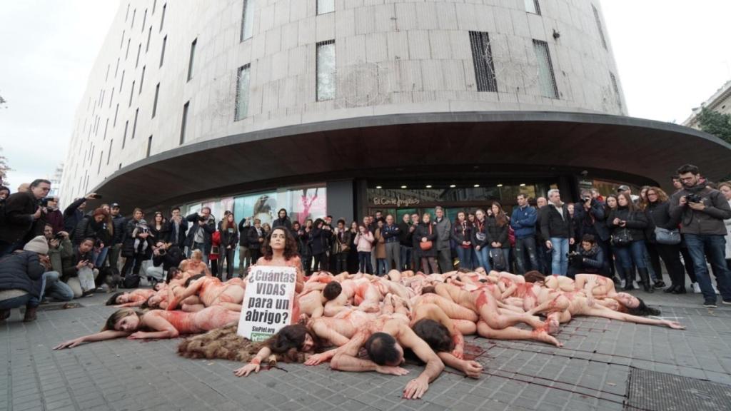 Protesta en defensa de los derechos de los animales (Barcelona).