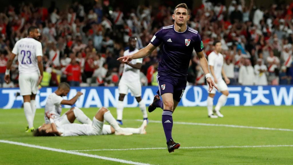 Santos Borre celebra un gol en la semifinal del Mundial de Clubes