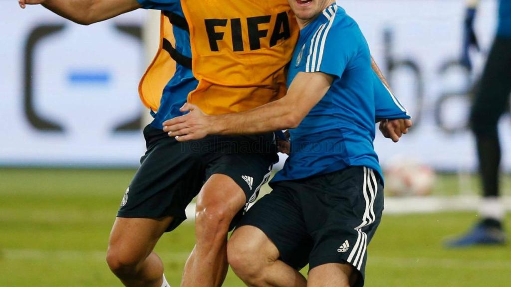 Vallejo y Odriozola en el entrenamiento